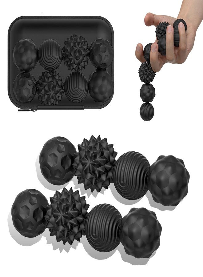 Azooken Large Magnetic Sensory Fidget Ball Toy, 8Pcs Silicone Sensory Stress Relief Toys for Adults, Teens with Autism, ADHD, Anxiety, Stocking Stuffers for Women Men Teen Gift (Black, Large) - Image 1